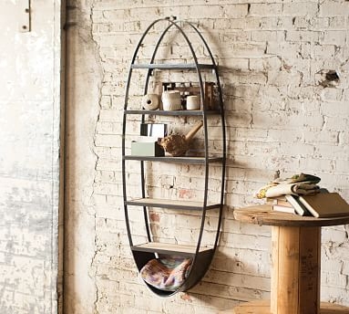 Metal And Wood Oval Wall Shelf - Image 0