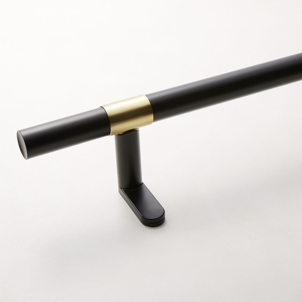 Seamless Black with Brass Band Curtain Rod Set 28"-48"x1"dia. - Image 0
