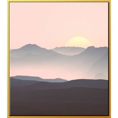 'Navy Pink Sunset II' Framed Graphic Art on Canvas - Image 0