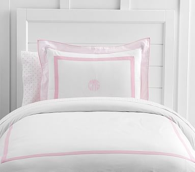 Decorator Solid Border Duvet Cover, Full-Queen, Pale Pink - Image 0