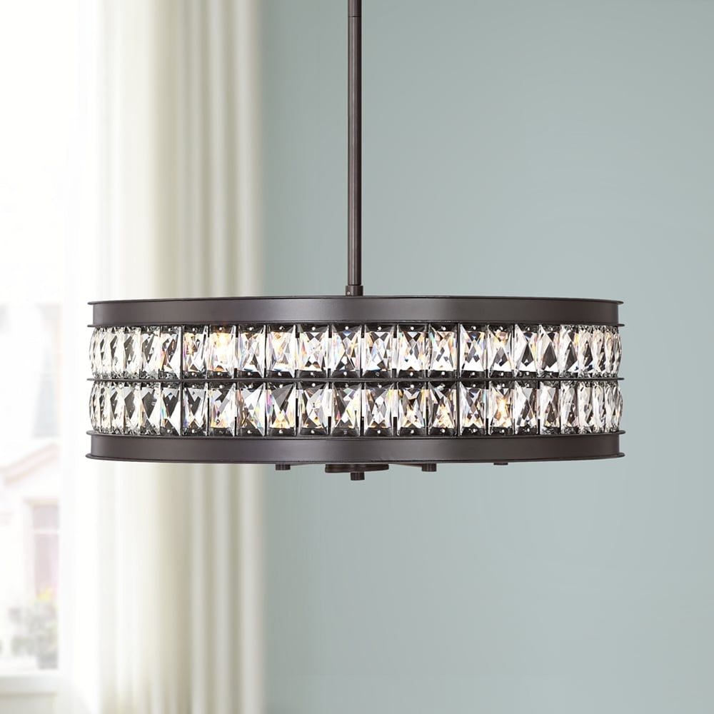 Regency Hill Jaylen 23 1/2" Wide Bronze and Crystal Pendant Light - Image 0