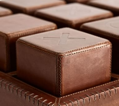 Oversized Chester Leather Tic Tac Toe, Cognac Leather - Image 1