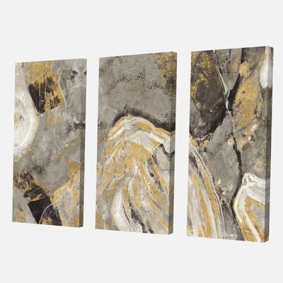 Cabin & Lodge 'Painted Gold Stone' Painting Multi-Piece Image on Canvas - Image 0