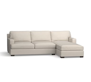 Townsend Square Arm Upholstered Left Arm Sofa with Chaise Sectional, Polyester Wrapped Cushions, Performance Everydaysuede(TM) Stone - Image 0
