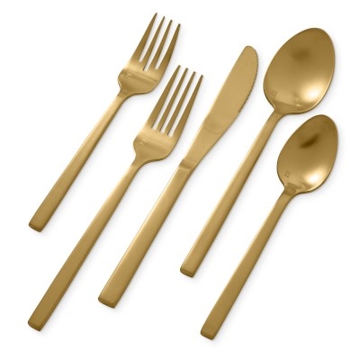 Arezzo Brushed Gold Flatware 20-Piece Placesetting - Image 0