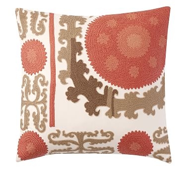 Suzani Embroidered Pillow Cover, 26", Red Multi - Image 0