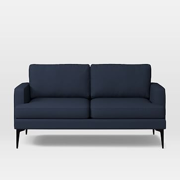 Andes Loveseat, Poly, Twill, Regal Blue, Dark Pewter - Image 0