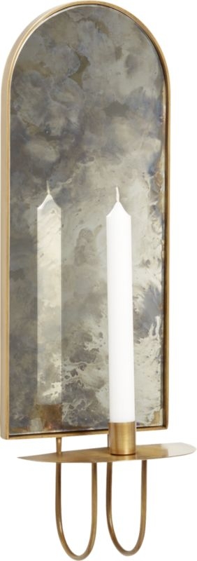 Edin Antiqued Mirror Taper Candle Wall Sconce - Image 3