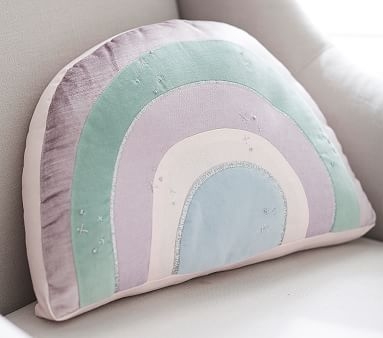 Shaped Rainbow Pillow, 11x16 Inches, Lavender Multi Cl - Image 1