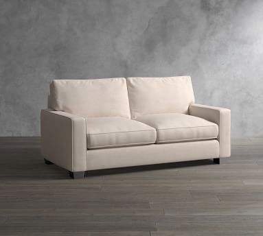 PB Comfort Square Arm Upholstered Grand Sofa 87", 2X2, Box Edge, Down Blend Wrapped Cushions, Performance Brushed Basketweave Indigo - Image 1