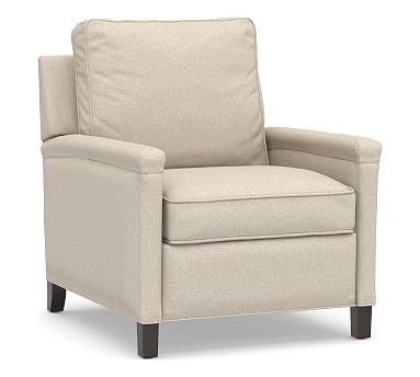 Tyler Square Arm Upholstered Recliner without Nailheads, Down Blend Wrapped Cushions, Textured Twill Khaki - Image 0
