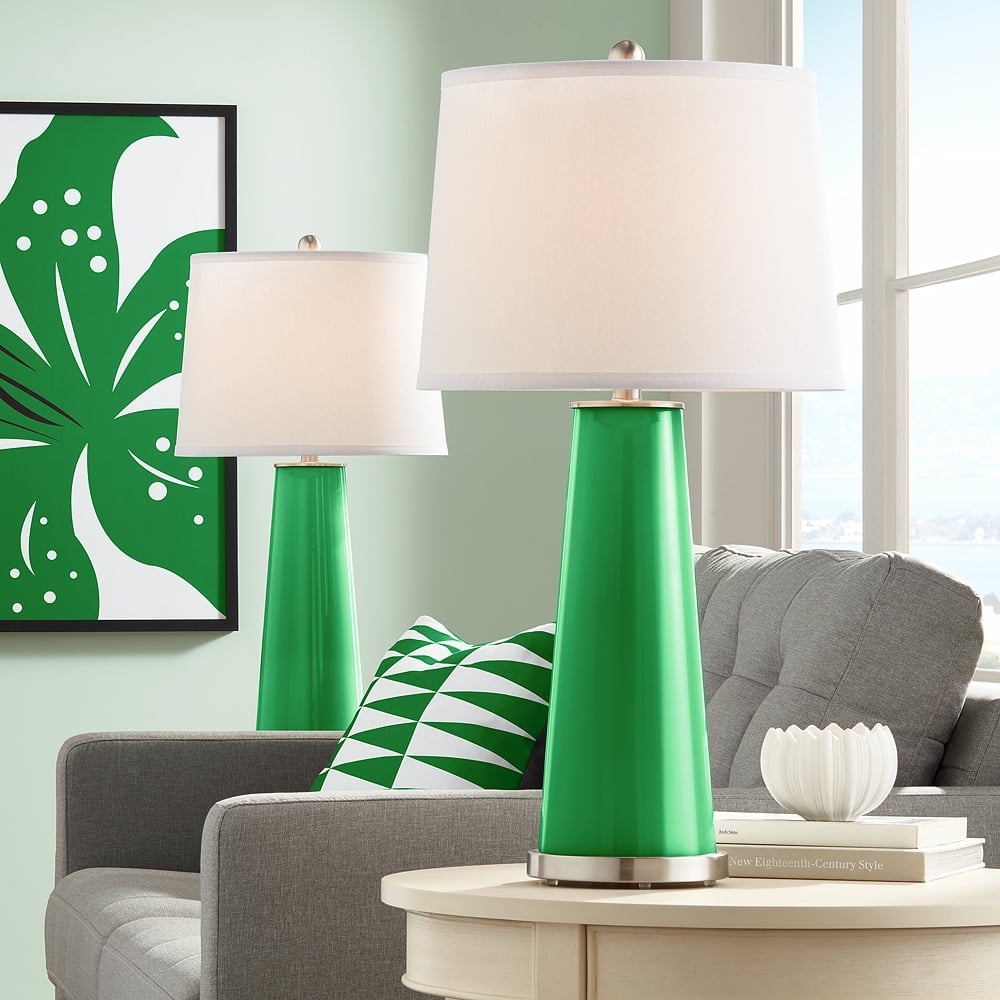 Color Plus Leo 29 1/2" Envy Green Glass Table Lamps Set of 2 - Image 0