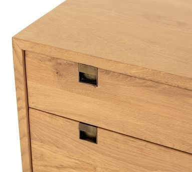 Archdale Wood 6-Drawer Wide Dresser, Natural Oak/Satin Brass - Image 3