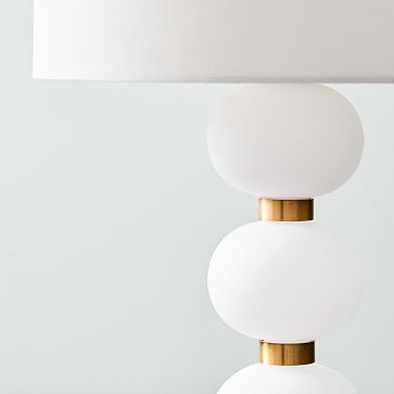 Lilah Table Lamp, Large, White Linen, Milk Glass - Image 2