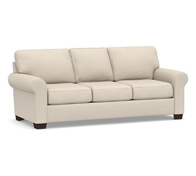 Buchanan Roll Arm Upholstered Sofa 87", Polyester Wrapped Cushions, Performance Chateau Basketweave Oatmeal - Image 0