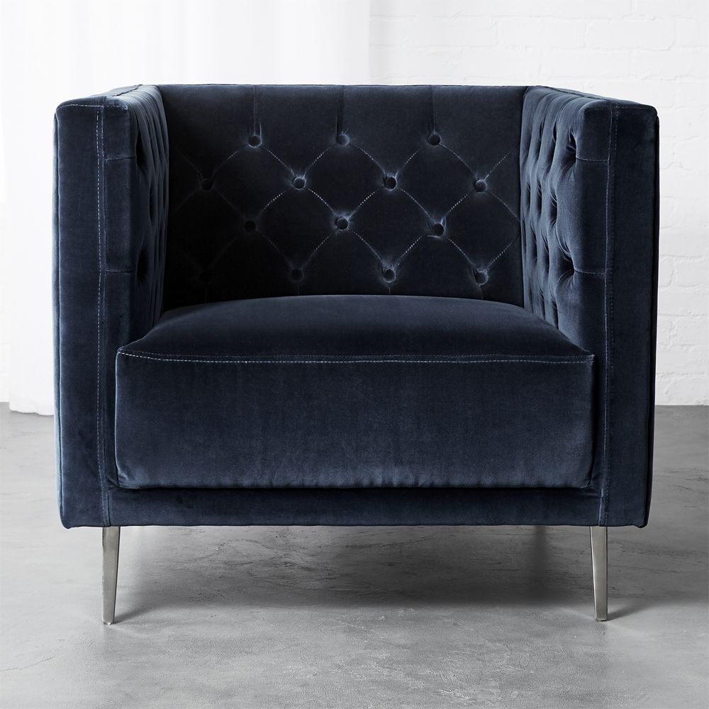 Savile Midnight Blue Velvet Chair - Image 0