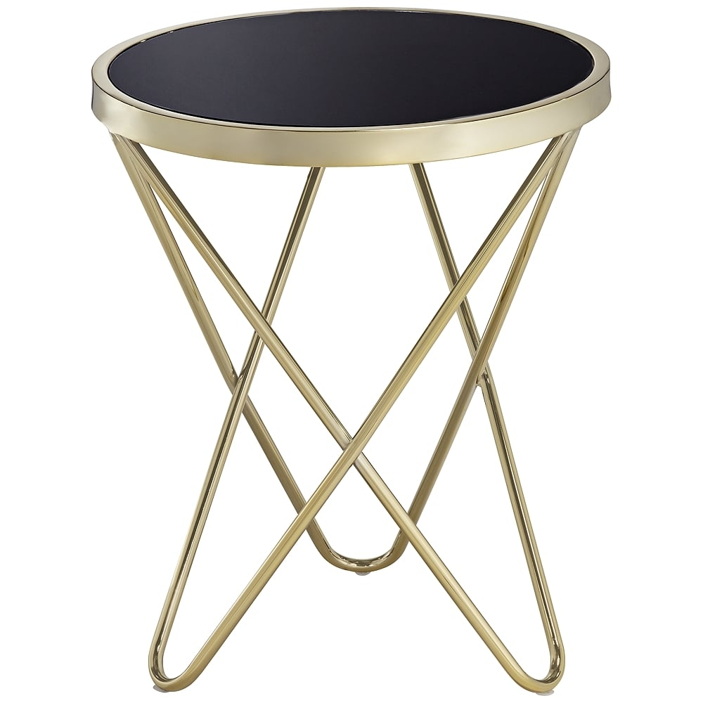 Marty 17 1/2" Wide Gold and Black Hairpin End Table - Style # 69C98 - Image 0