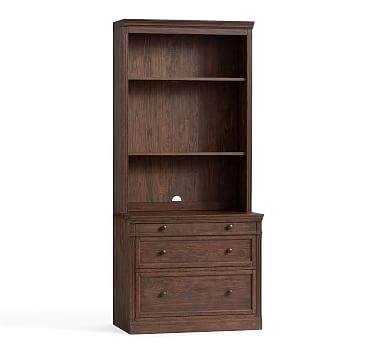 Livingston Bookcase with 2-Drawer Lateral File Cabinet, Brown Wash - Image 0