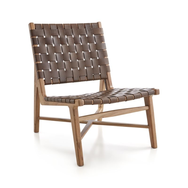 Taj Brown Woven Leather Strap Accent Chair - Image 2