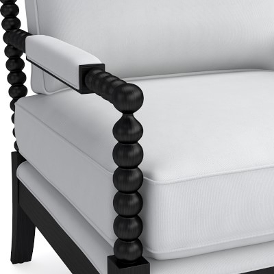 Spindle Chair, Standard Cushion, Perennials Performance Basketweave, Charcoal, Black Leg - Image 3