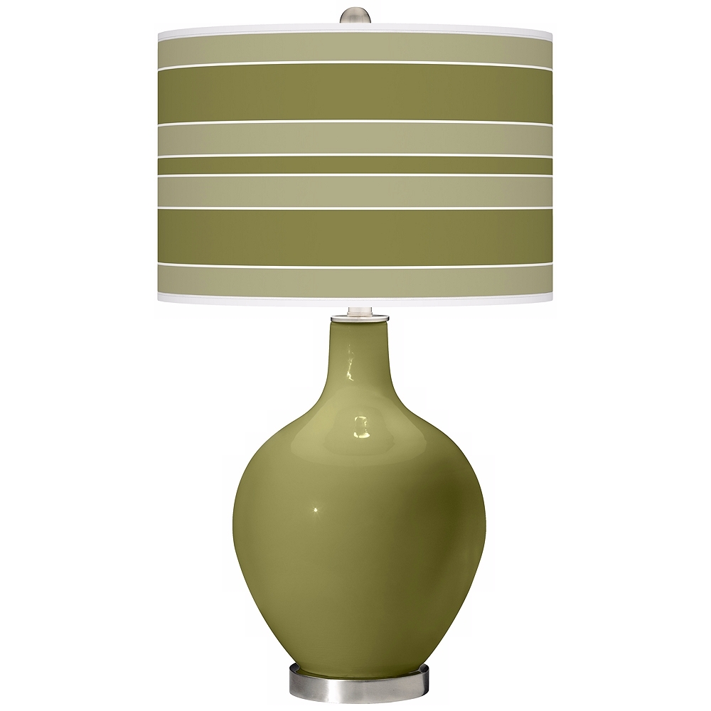 Color Plus Ovo 28 1/2" Bold Stripe Shade Rural Green Table Lamp - Image 0