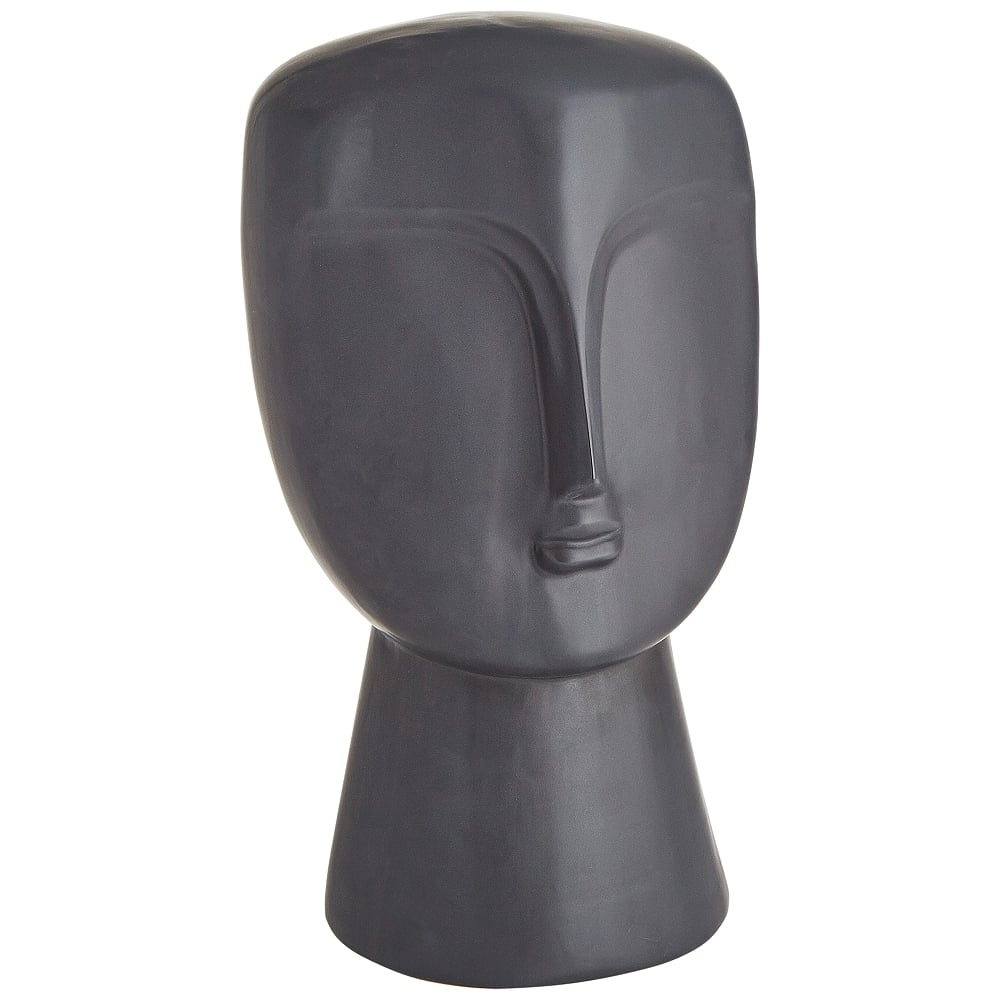Modernist Bust 16 3/4" High Matte Black Ceramic Statue - Style # 43H17 - Image 0