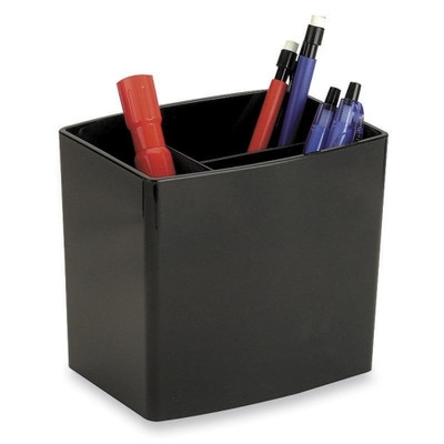Pencil Holder, Large, 3 Compartmentss, Black - Image 0