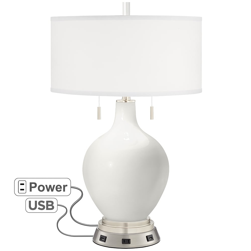 Winter White Toby Table Lamp with USB Workstation Base - Style # 68V78 - Image 0