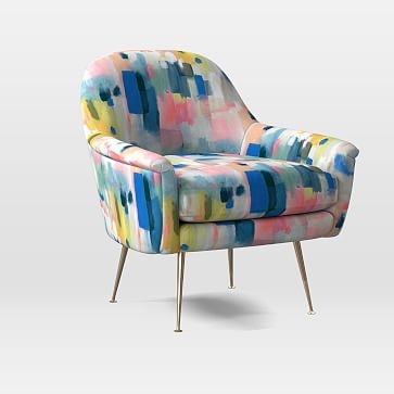 Phoebe Midcentury Chair, Poly, Painter's Palette, Pink Multi, Brass - Image 0