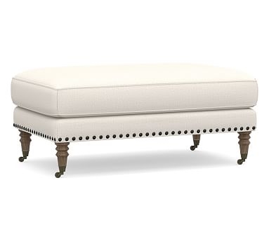 Tallulah Upholstered Ottoman, Polyester Wrapped Cushions, Performance Heathered Tweed Ivory - Image 0