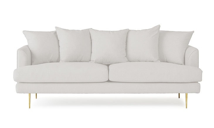 White Aime Mid Century Modern Sofa - Merit Snow - Image 0