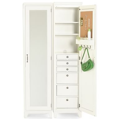 Hampton Vanity Bookcase with Mirror, Right Tower, Simply White - Image 0