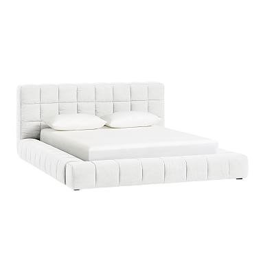 Baldwin Upholstered Platform Bed, Queen, Twill White - Image 0