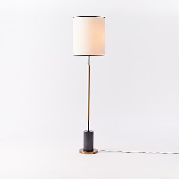 west elm + Rejuvenation Cylinder Floor Lamp, Antique Brass/Natural Linen - Image 3