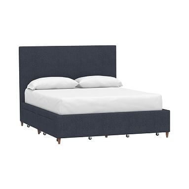 Beale Storage Bed, Queen, Boucle Twill Indigo, MTO In-Home - Image 0
