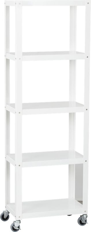 go-cart white five-shelf rolling bookcase - Image 3