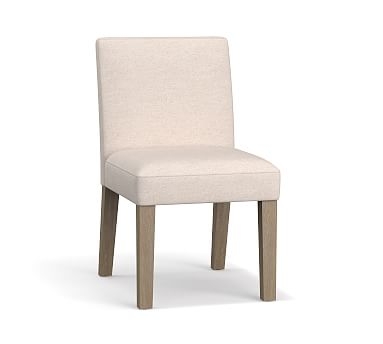 Classic Upholstered Dining Side Chair, Seadrift Legs , Performance Boucle Pebble - Image 0