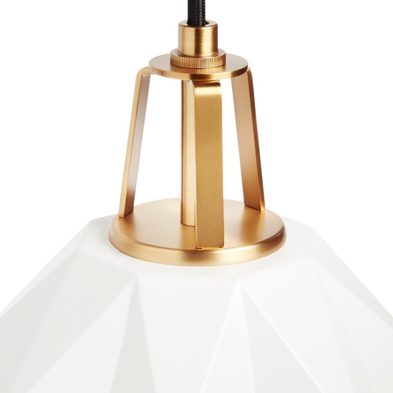 Maddox White Faceted Large Pendant Light with Brass Socket - Image 1