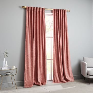 Worn Velvet Curtain, Pink Grapefruit, 48"x108"-Individual - Image 0