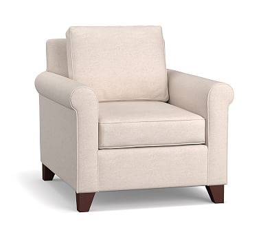 Cameron Roll Arm Upholstered Deep Seat Armchair, Polyester Wrapped Cushions, Twill Cream - Image 0