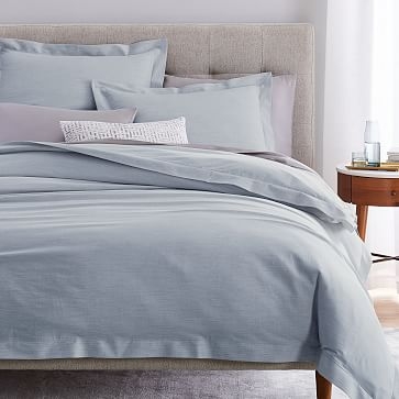 Organic Heathered Sateen Duvet Cover, Full/Queen, Morning Dew - Image 0