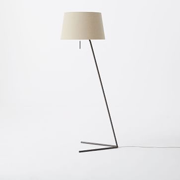 Petite Shade Floor Lamp, Bronze/Natural Linen - Image 0