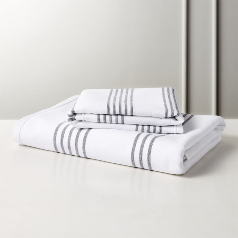 Raya Black and White Striped Hand Towel - Image 1