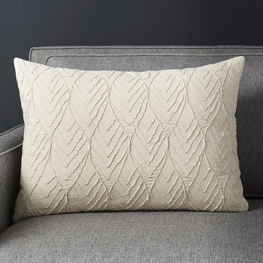 Bintu Leaf Pattern Pillow with Feather-Down Insert 22"x15" - Image 0