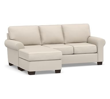 Buchanan Roll Arm Upholstered Sofa with Reversible Chaise Sectional, Polyester Wrapped Cushions, Performance Brushed Basketweave Oatmeal - Image 0