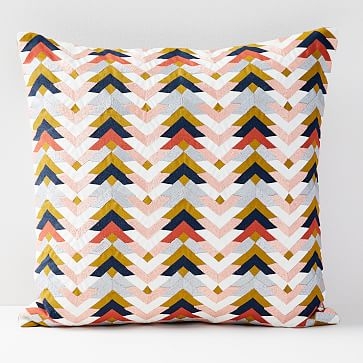 Embroidered Jewel Chevron Pillow Cover, Rosette, 18"x18" - Image 0