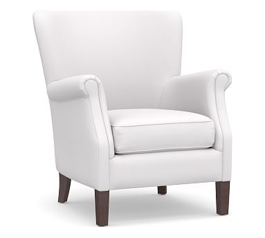 SoMa Minna Upholstered Armchair, Polyester Wrapped Cushions, Twill White - Image 0