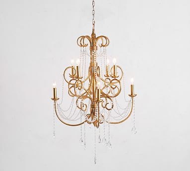 Luciana Crystal Chandelier, Antique Gilded Finish - Image 0