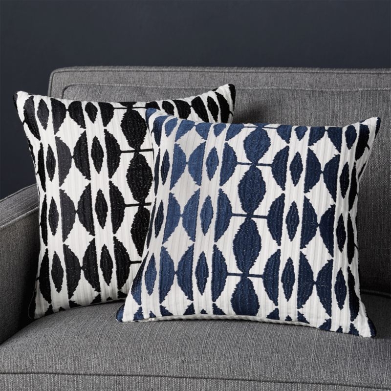 Moyano Black Patterned Pillow with Down-Alternative Insert 16" - Image 2