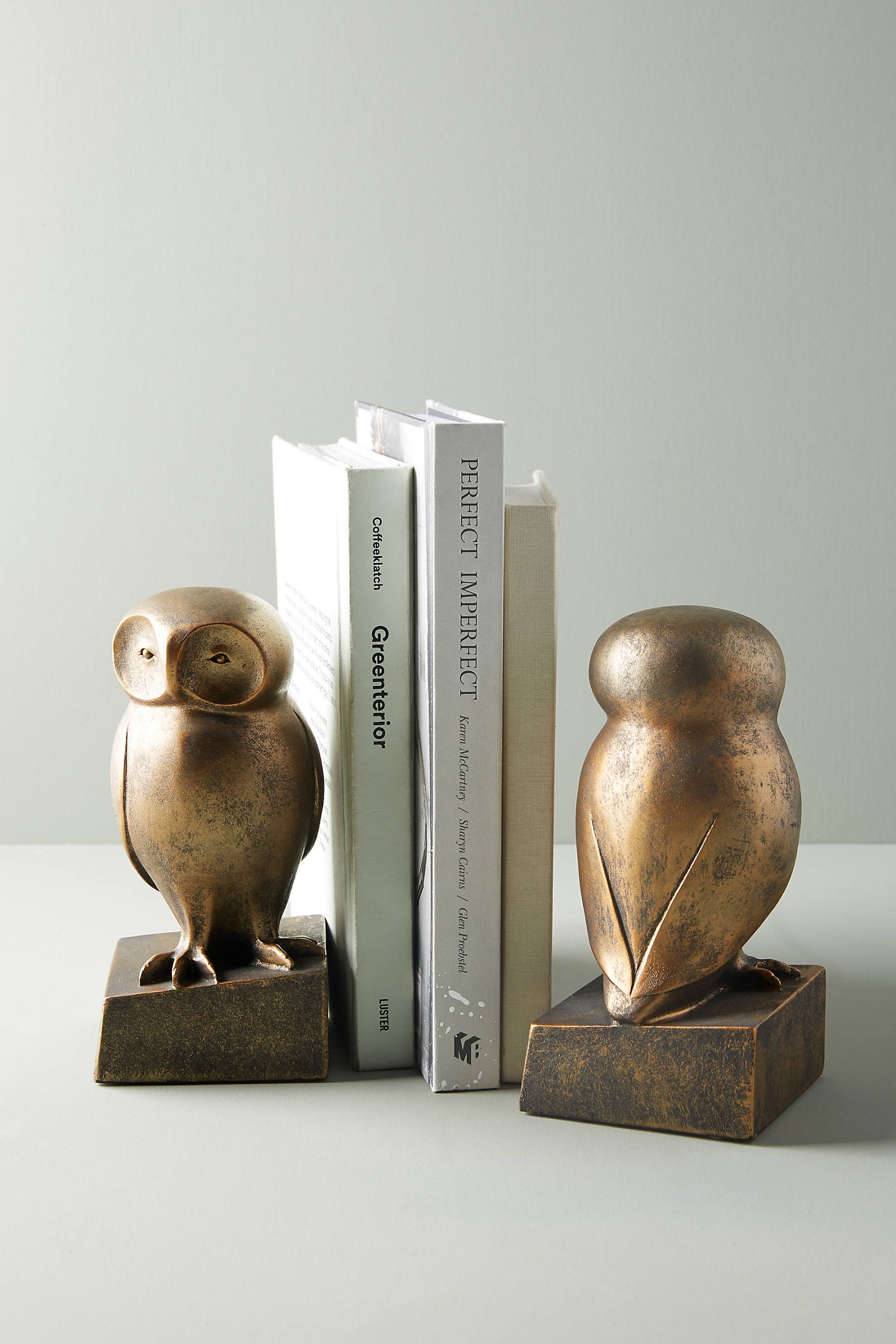 Wise Owl Bookends By Anthropologie in Gold - Image 1